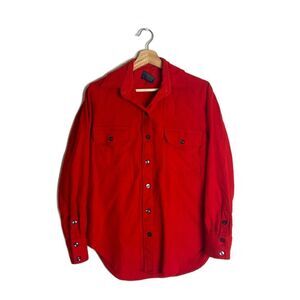 Vintage Western Pendleton Wool Red Button Up Shirt size Medium made in USA